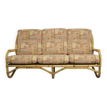 Three-seater rattan sofa from around 1970