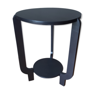 Gueridon art deco laked black steel