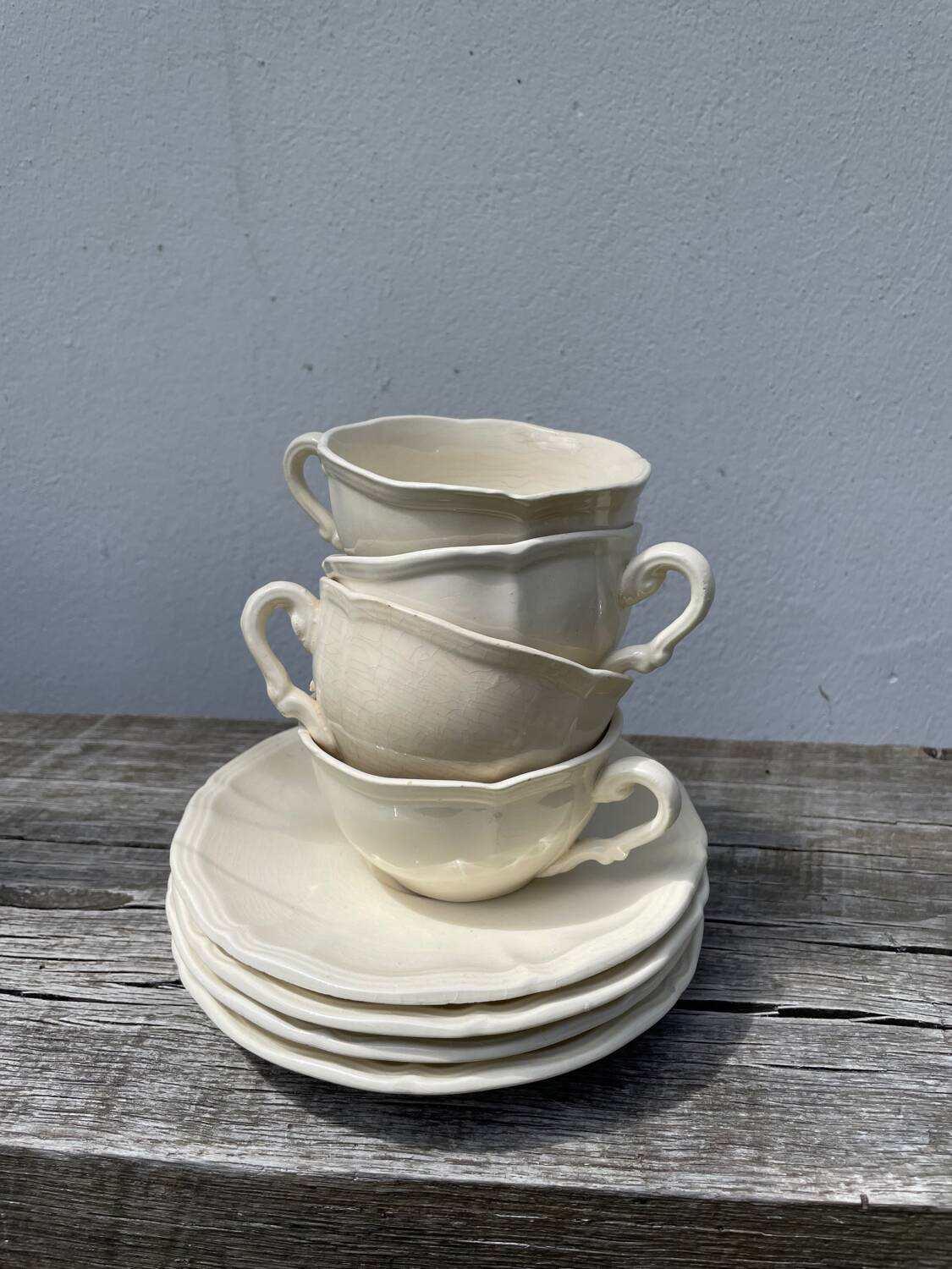 4 tasses beige Sarreguemines unies