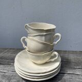 4 beige plain Sarreguemines cups