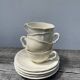 4 tasses beige Sarreguemines unies