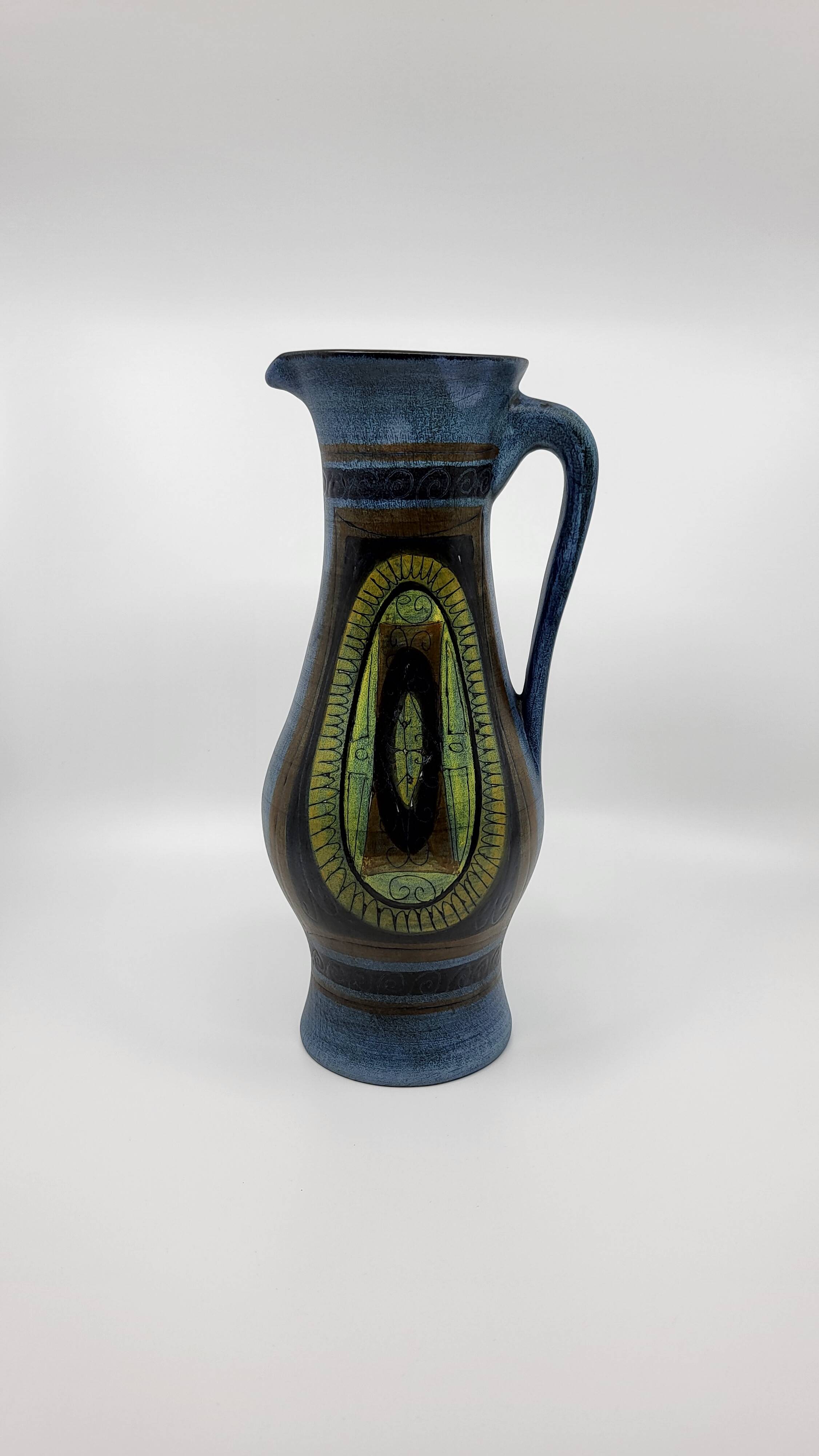 Jean de Lespinasse vase in blue ceramic, Côte d'Azur, France, 1950.