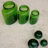 Series of 3 vintage glass jars