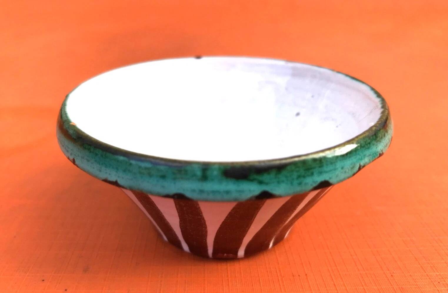 1960s Vallauris glazed ceramic striped bowl