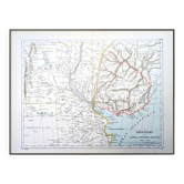 Uruguay, period map, 1887, Authentic.