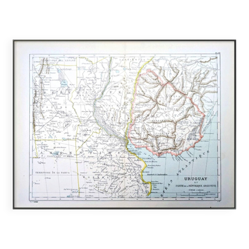 Uruguay, period map, 1887, Authentic.