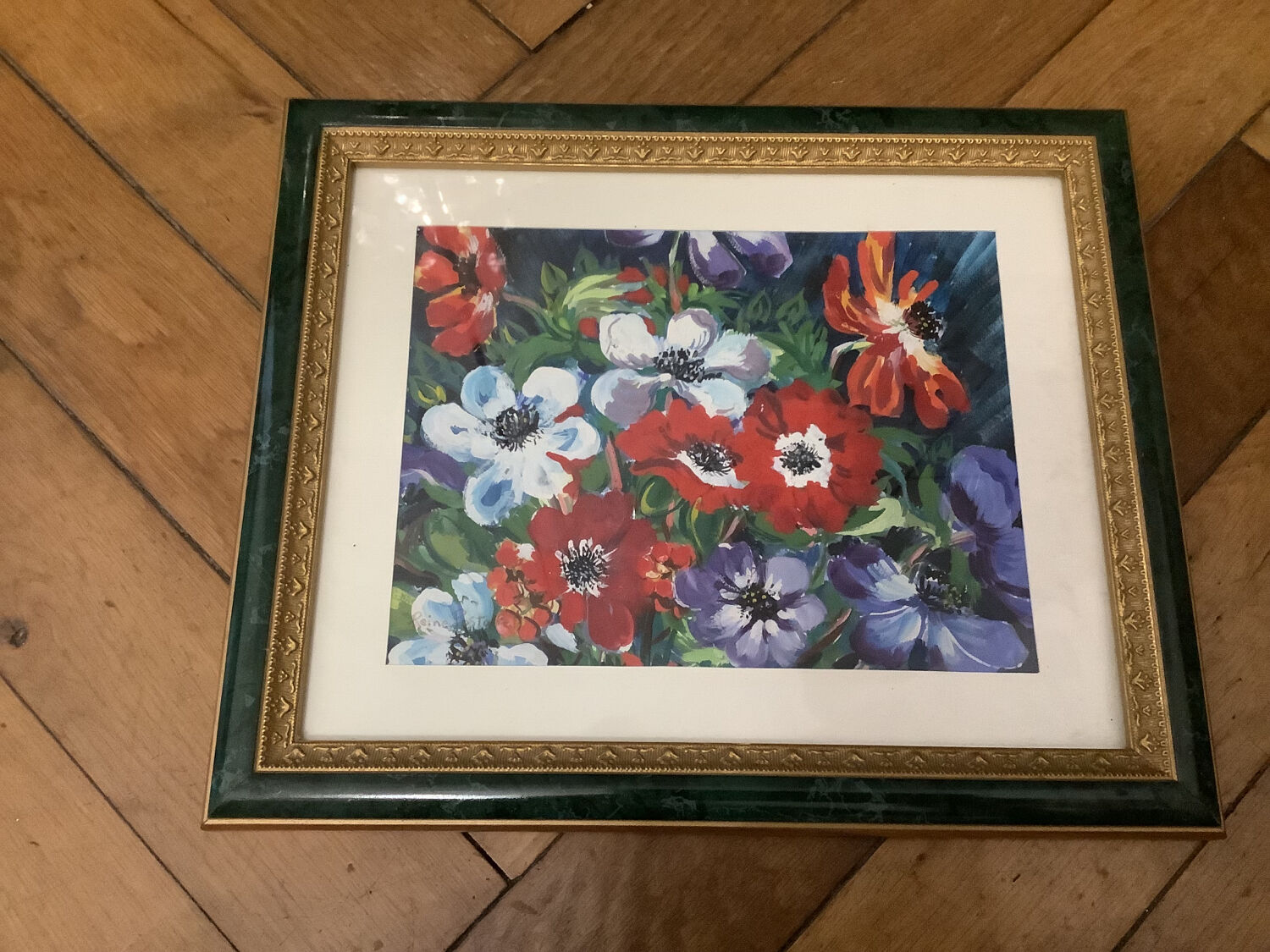 Framed painting 35X28 cm Anemones