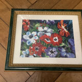 Framed painting 35X28 cm Anemones