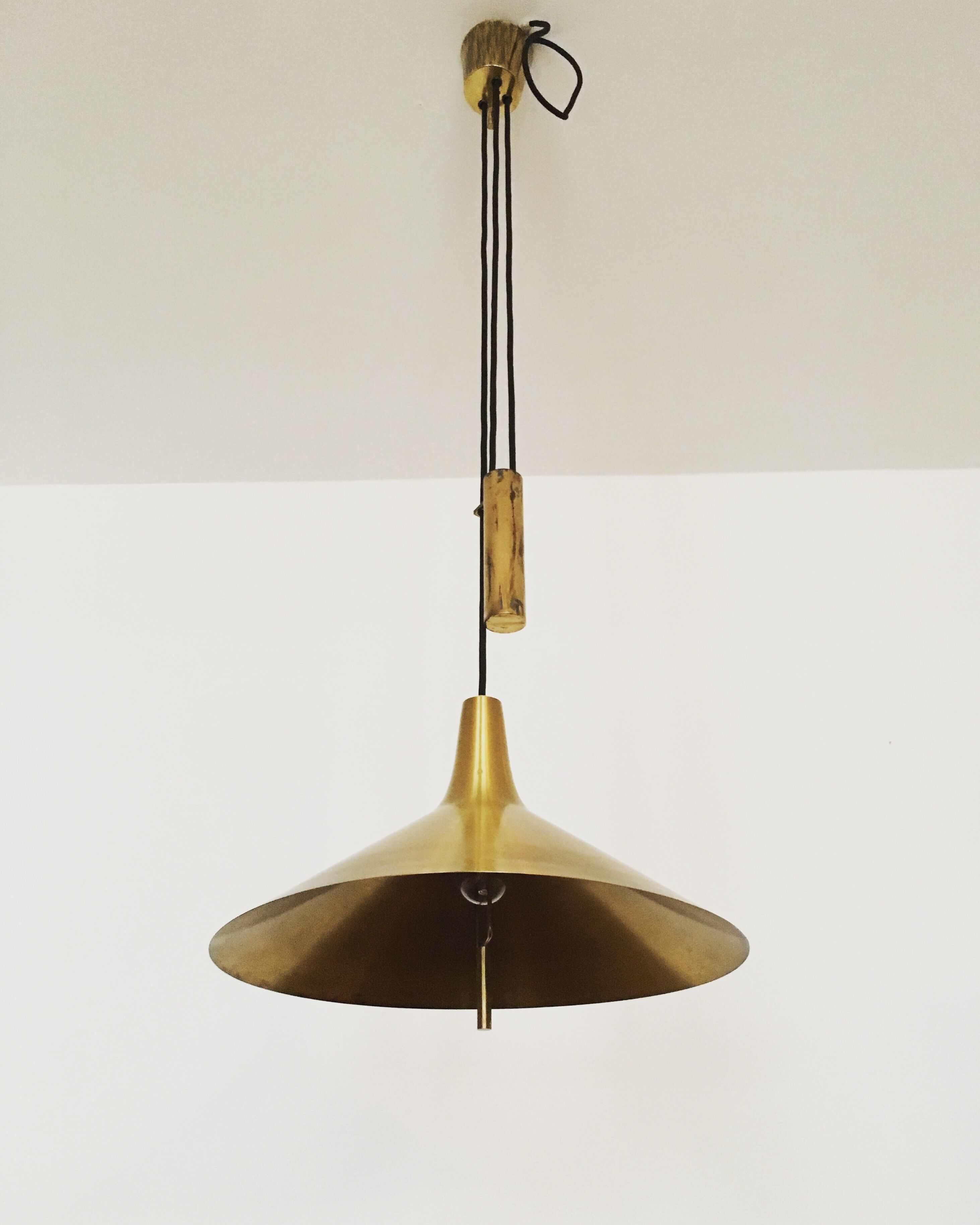 Mid Century Modern Fusijama brass pendant lamp by Th. Valentier