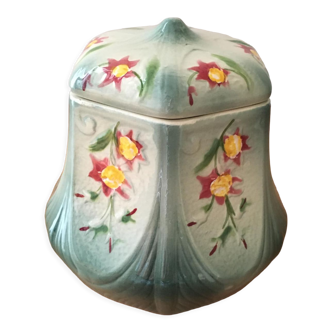 Slush sugar bowl stamped Saint Clément and numbered 6461. Hand painted.