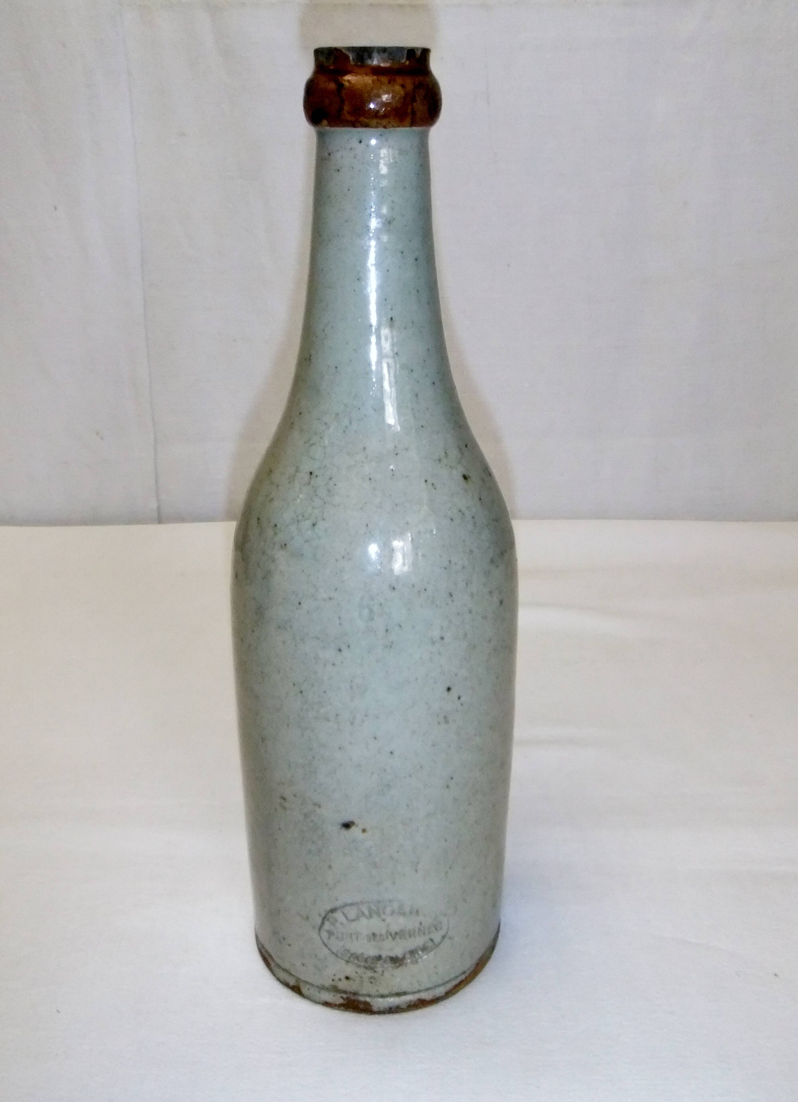 Old glazed stoneware bottle Paul Langeron Pont des Vernes collection