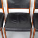 Set of 6 wooden Dining Chairs with black Leather, 1960