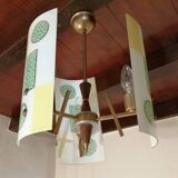 Golden chandelier and glass plates, art deco, vintage style Strangfeld und Gregor Radeberg Dresden 1950