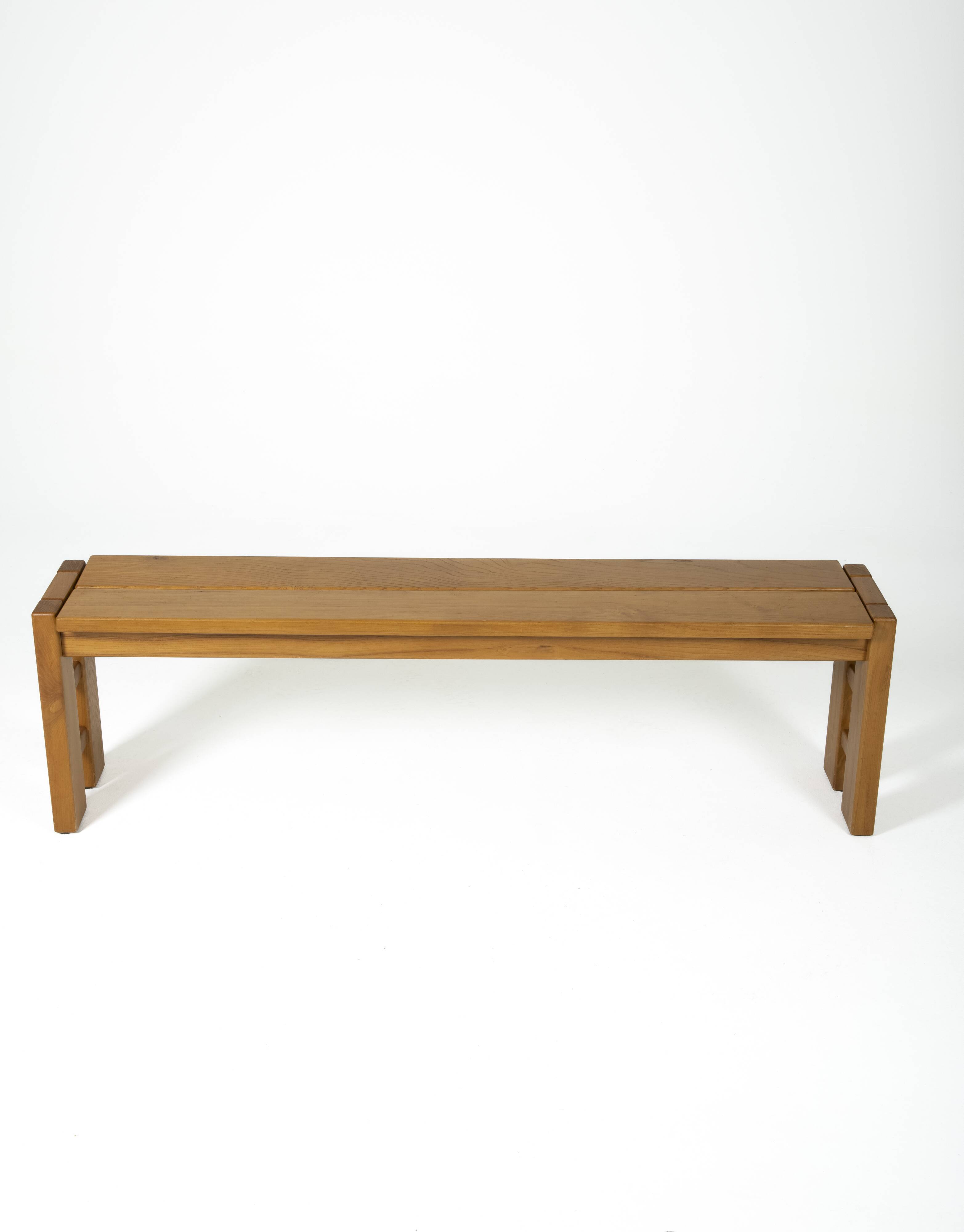 Solid elm bench, 1960s