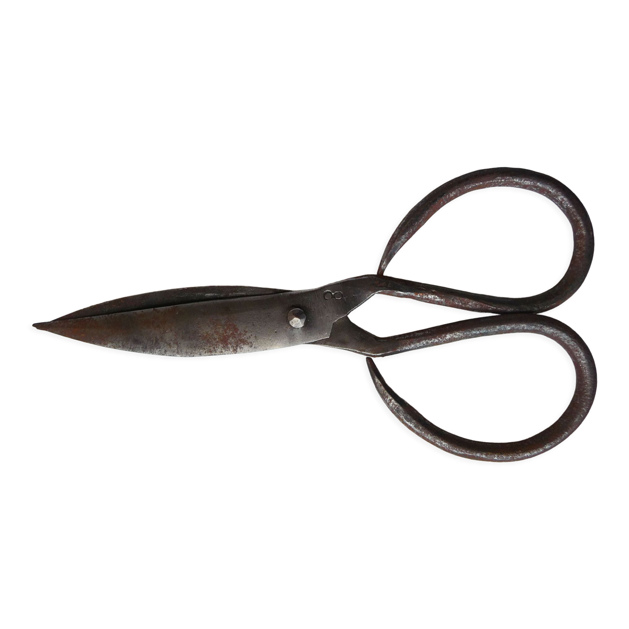 Antique wrought iron scissors modeled by hand for collection or Deco