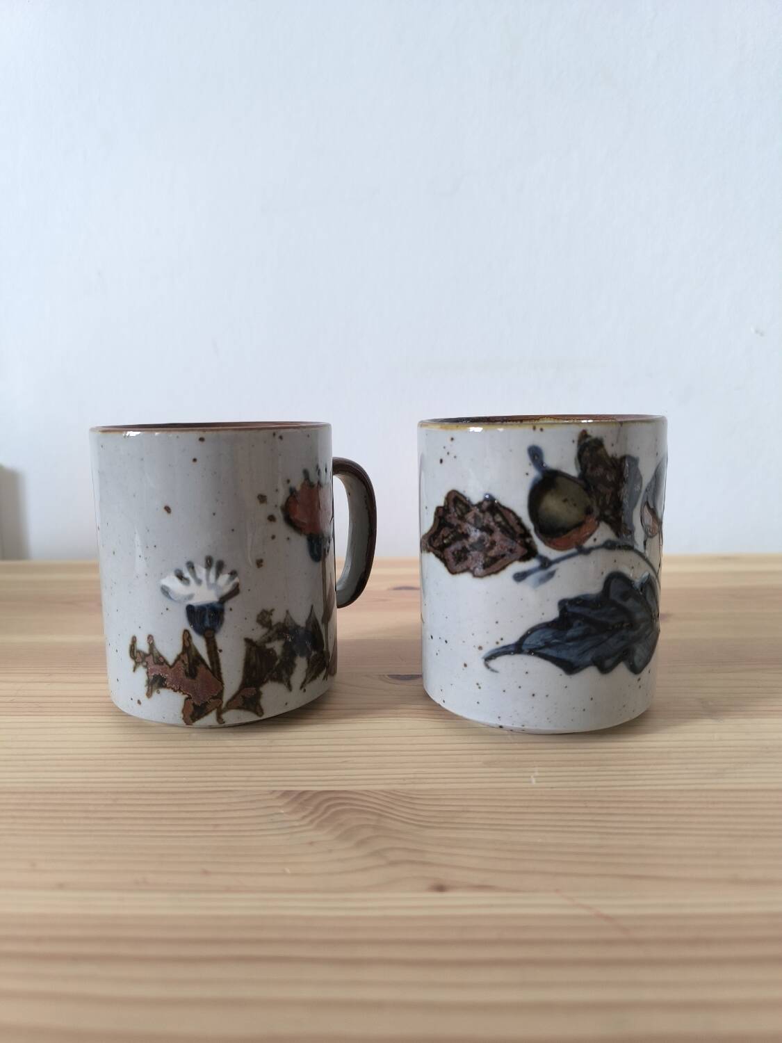 Pair of glazed stoneware mugs 1970
