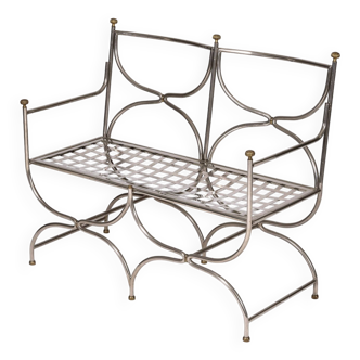 Steel and brass bench Maison Jansen