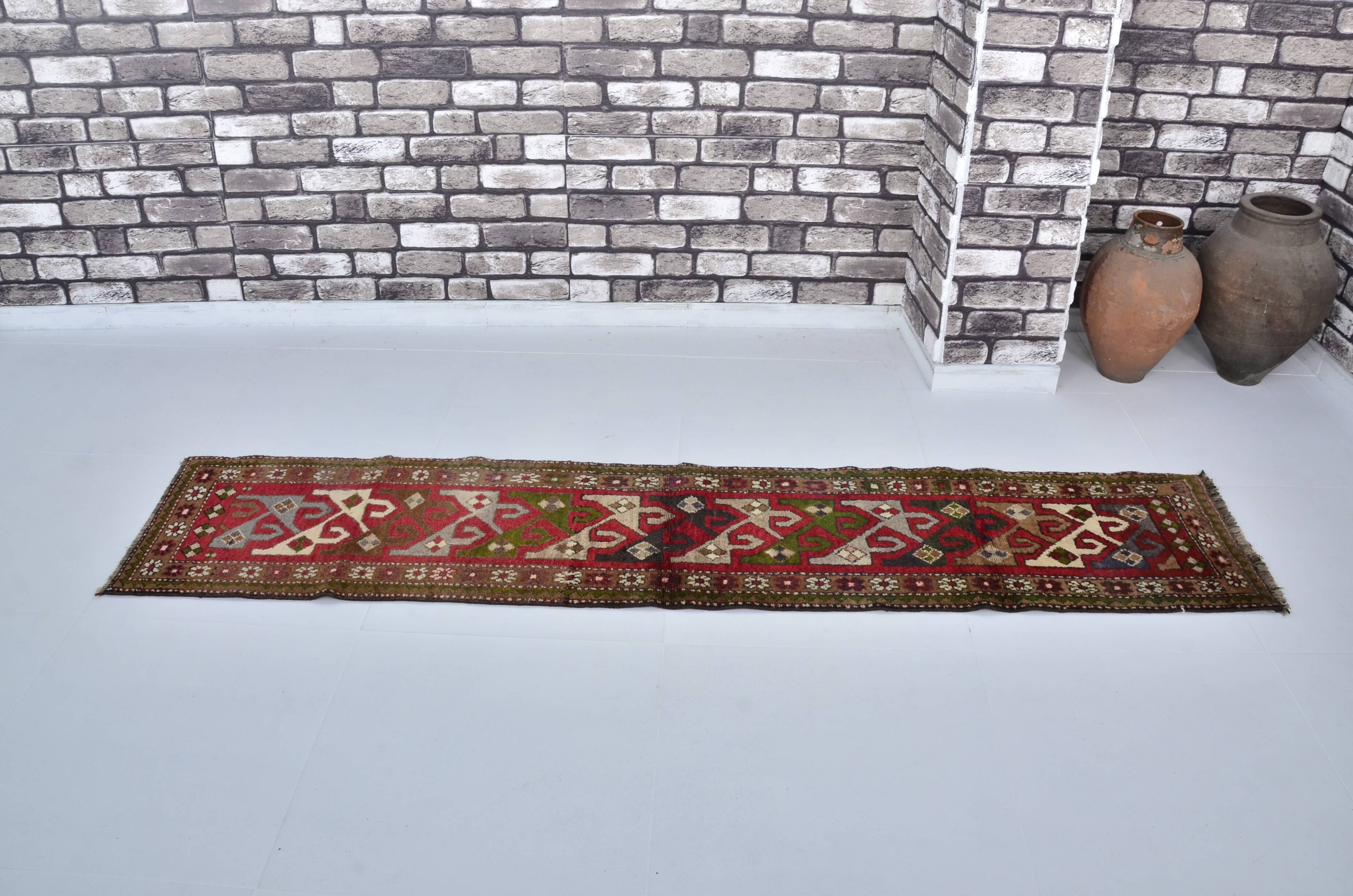 Vintage Handknotted Oushak Runner  sku 2154