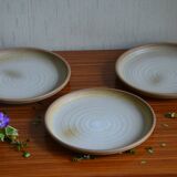 Set of 3 stoneware dessert plates with raised edges