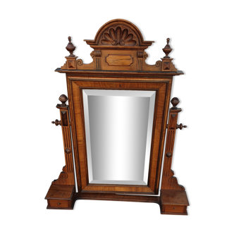 Neo classical baroque psyche mirror solid walnut