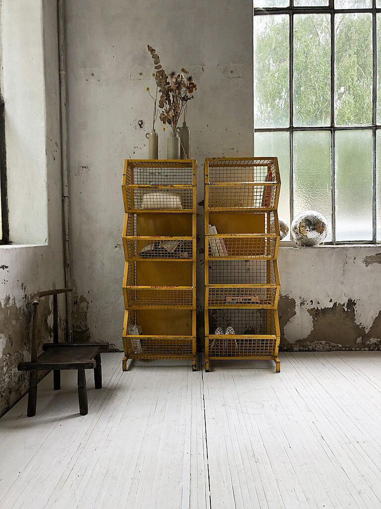 Industrial storage shelves yellow