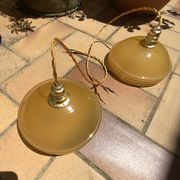 Suspension duo frosted glass orange and golden electricity new