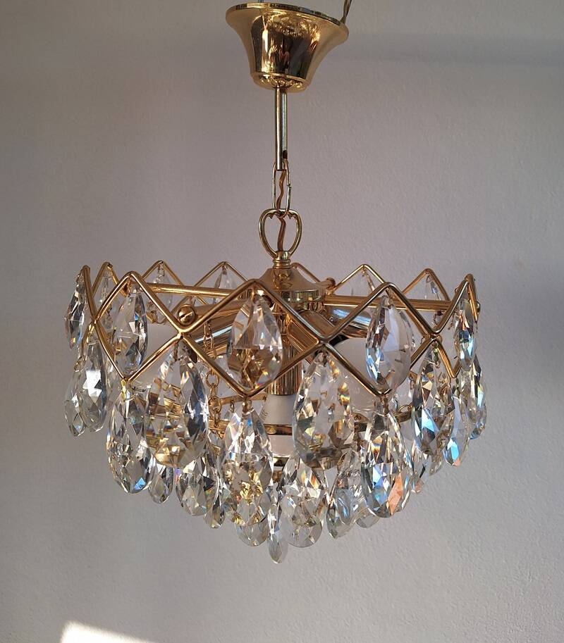 Vintage italian circular chandelier crystal drops