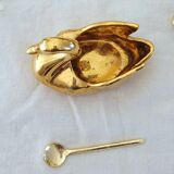 2 golden porcelain swans - vintage