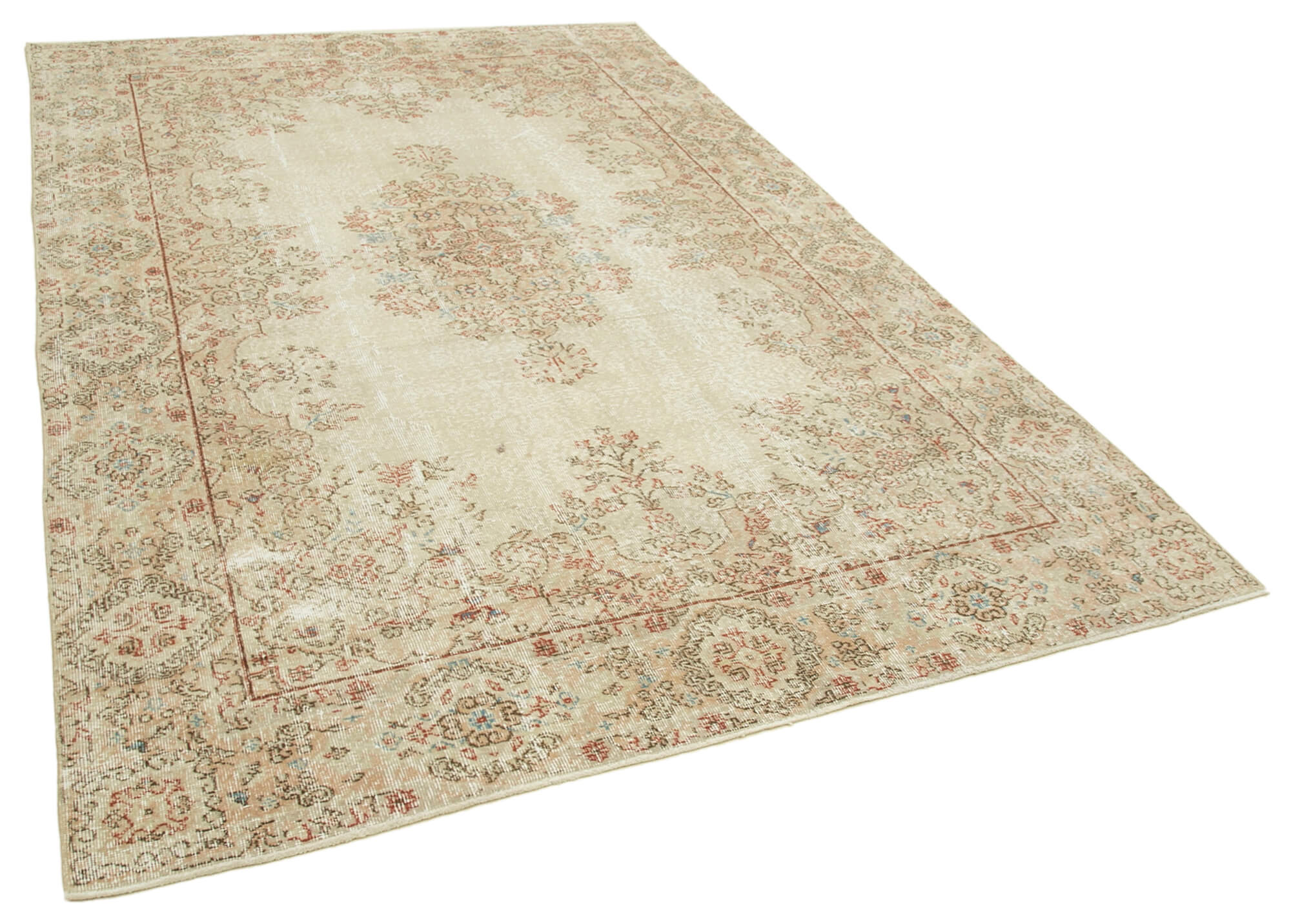 Hand-Knotted Decorative Turkish Beige Rug 189 cm x 291 cm