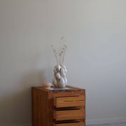 Free-standing primitive pine commode, mid-century Swedish, 1950s.