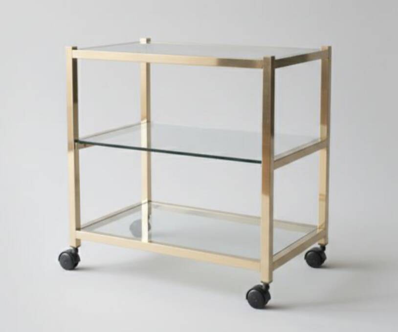 Desserte bar vintage 1970 – Laiton & Verre – Style Maison Jansen