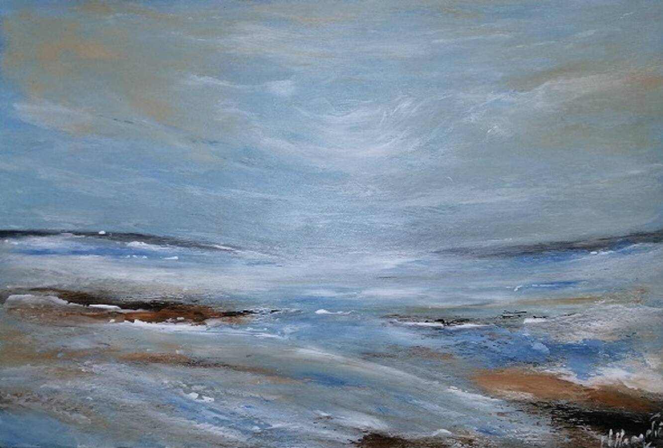 Abstract marine landscape painting, original signed and delivered with its certificate.