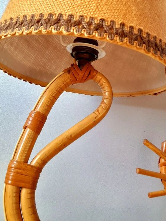 1960s rattan cat lamp