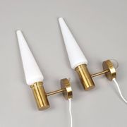 Pair of wall sconces lS-1987 in brass and opal glass Hans Agne Jakobson Sweden 1960