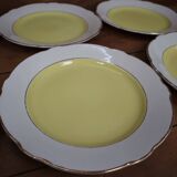 Lot de 8 assiettes plates KG Lunéville jaune et blanche