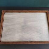 French vintage tray from the 50s, oak and glass