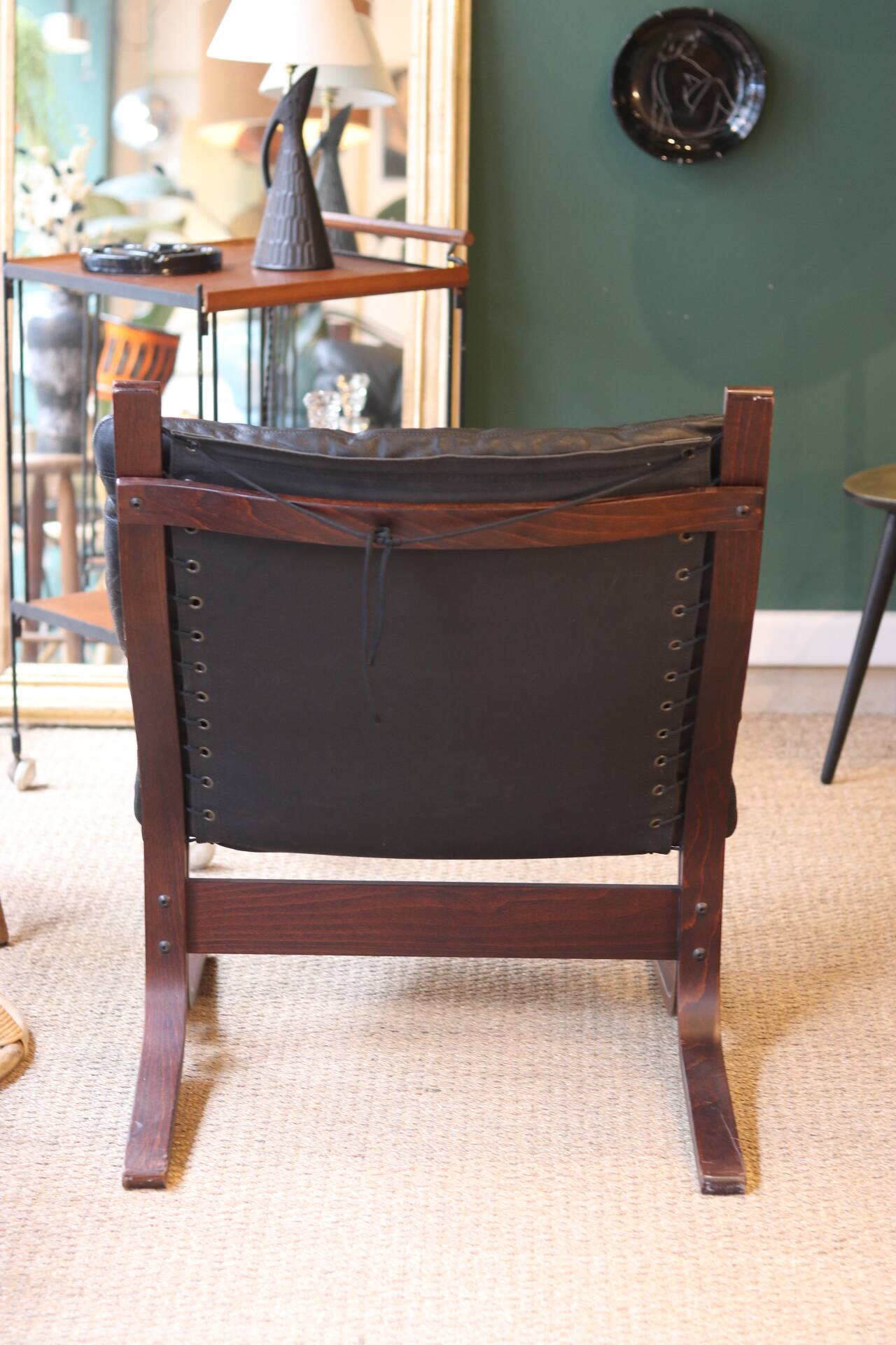 Fauteuil Siesta, Ingmar Relling, cuir noir