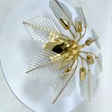 Italian Modern pair of brass ceiling lamps by Zero Quattro. 1970s