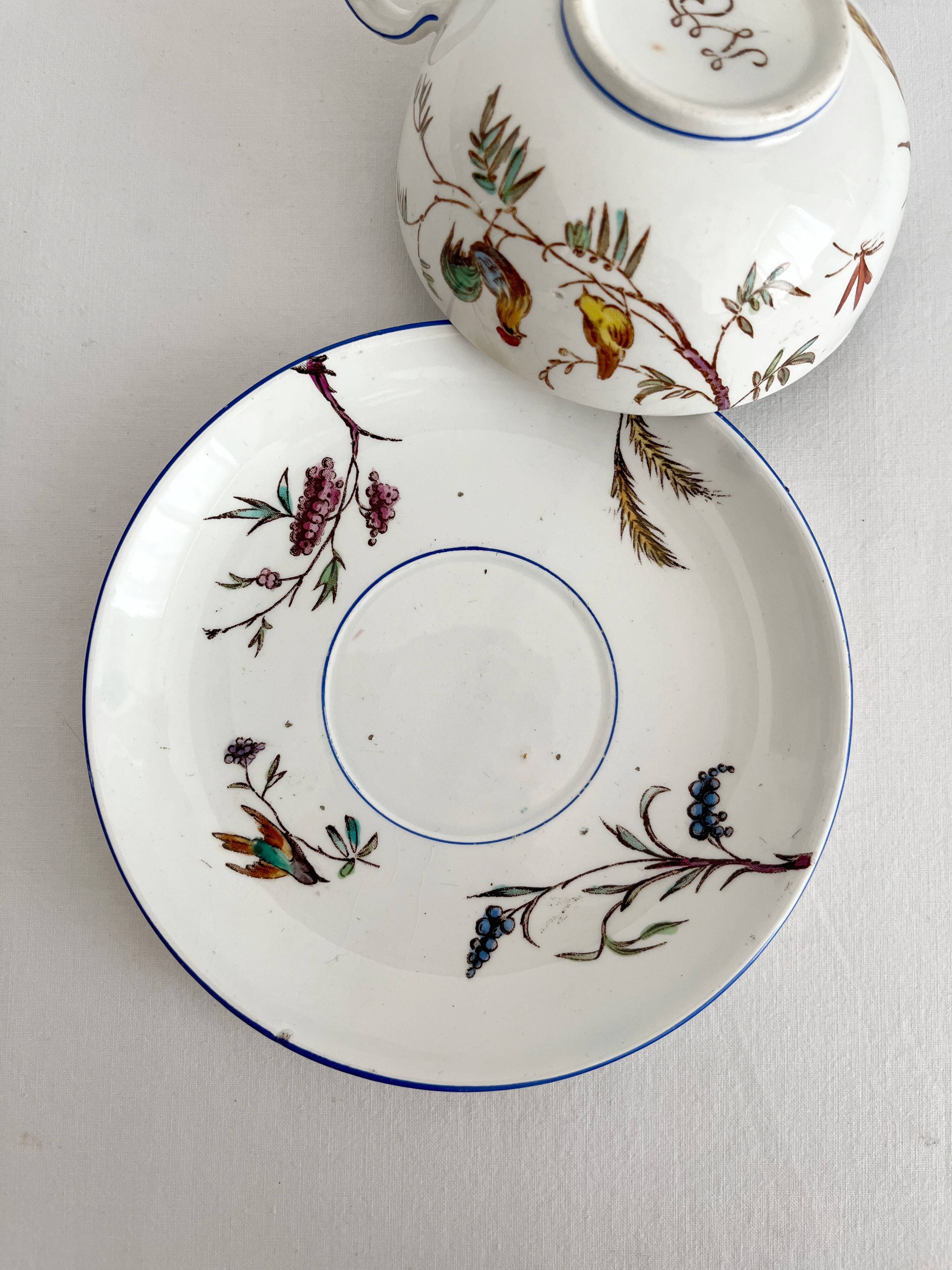 Polychrome ironstone cup "Nella" by Jules Veillard, Bordeaux (JVB)