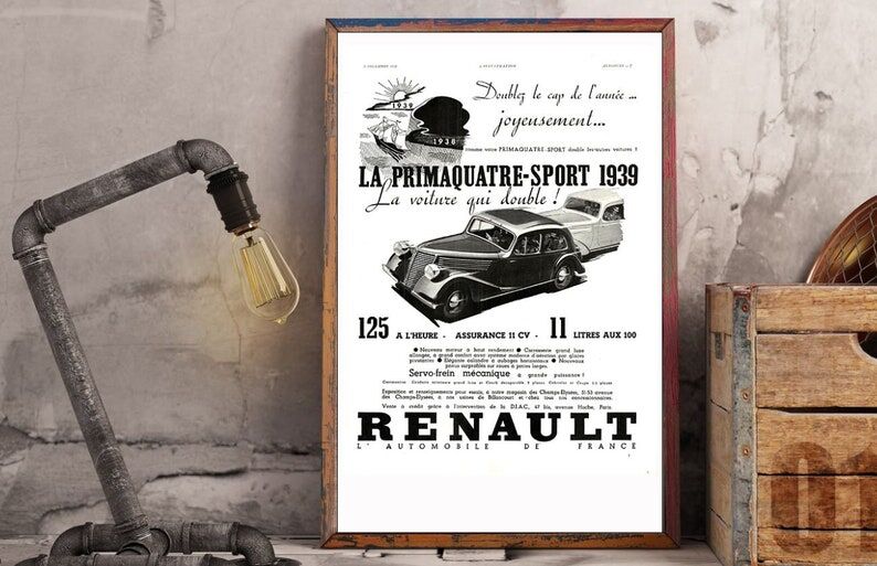 Vintage poster 30s Renault Automobiles
