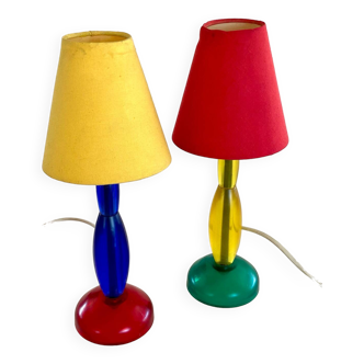Two IKEA Memphis style lamps from the 1990s