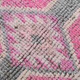 Pink Green Modern Oushak Runner Rug, 89x354Cm