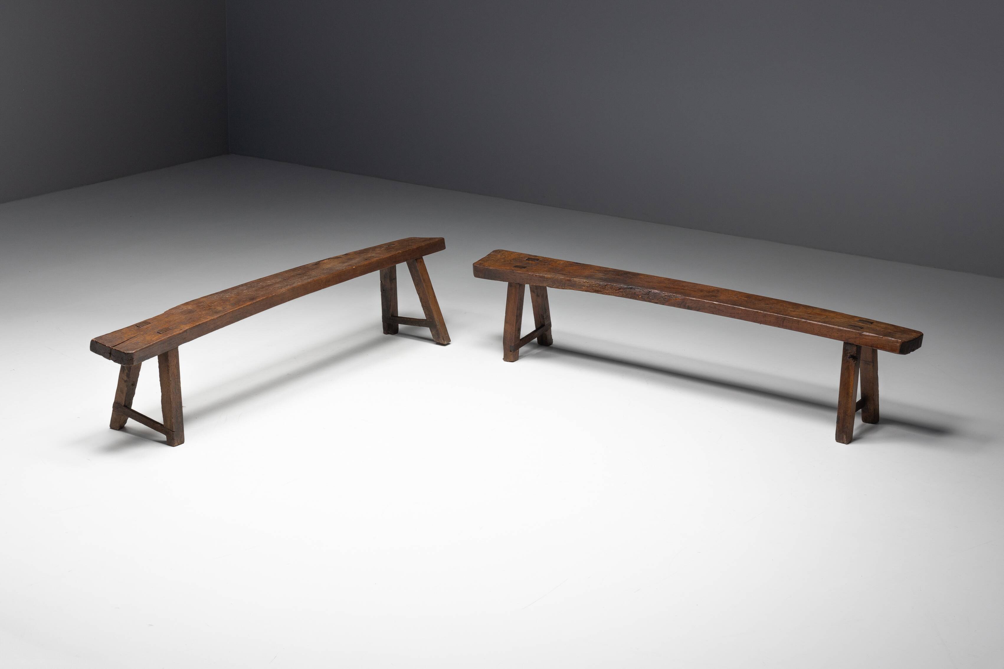 Brutalist Wabi Sabi Benches, France, 19th Century