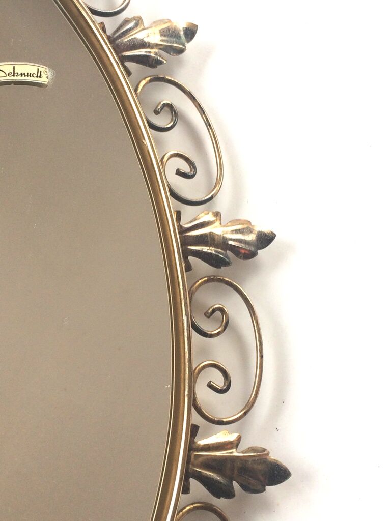 Deknudt 60s gold brass oval mirror- 65x50cm