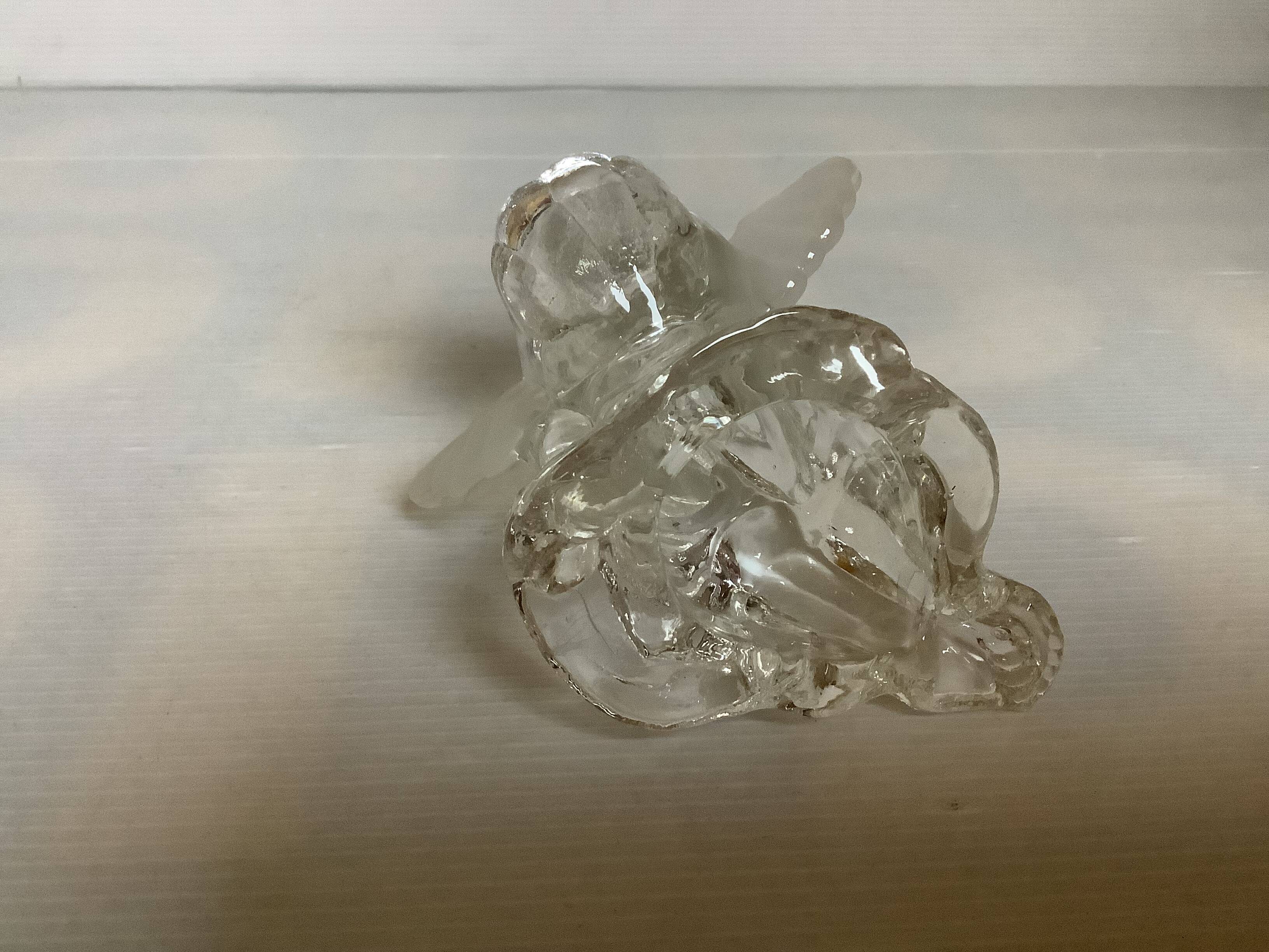 Trio of frosted molded glass angel candle holders