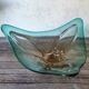 Large amber and green glass cup