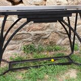 Art Deco console in wrought iron and steel (Art deco, wrought iron and steel console)