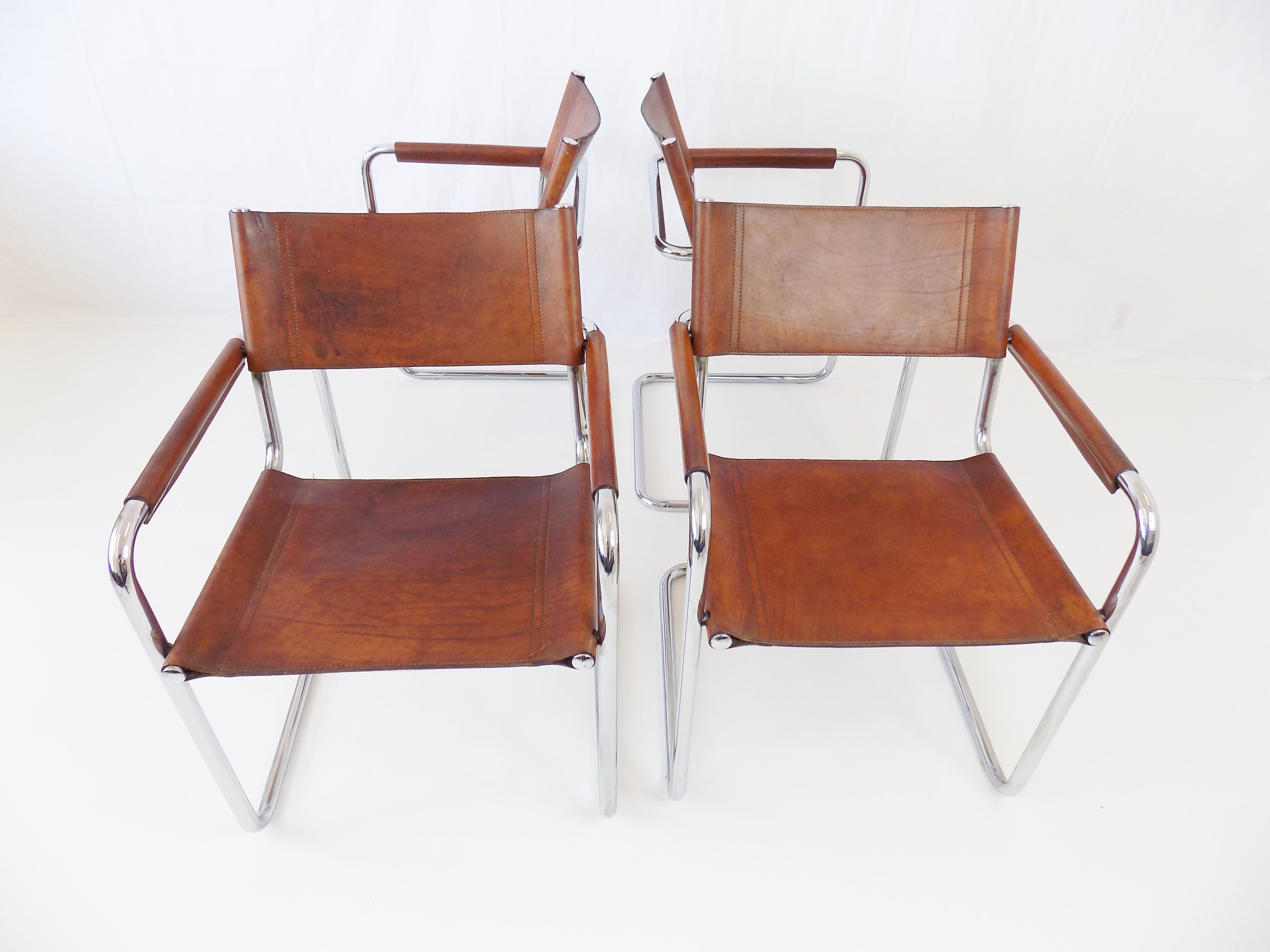 Matteo Grassi MG5 set of 4 leather cantilever chairs