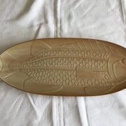 Very large fish dish stamped “Grès CNP Village France”
