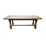 Vintage wood and tin coffee table